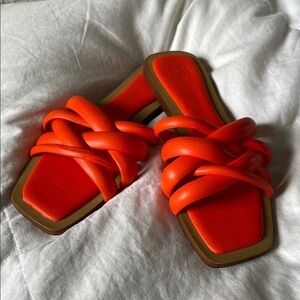 Zara |Orange | Slip On| Crisscross Straps |Sandals | Modern |Slides |Size 36